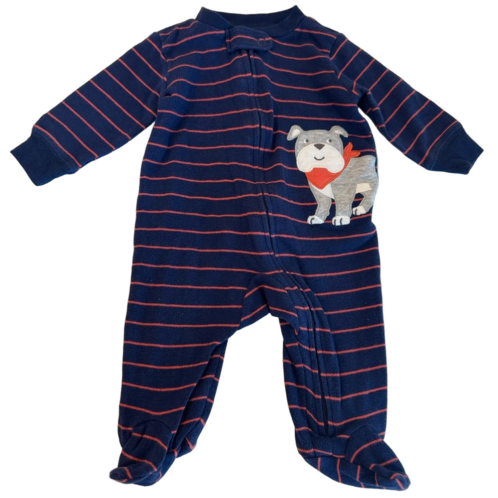 6/20$ Carter’s baby navy footie/footed sleeper/pyjama with doggy size 3 months